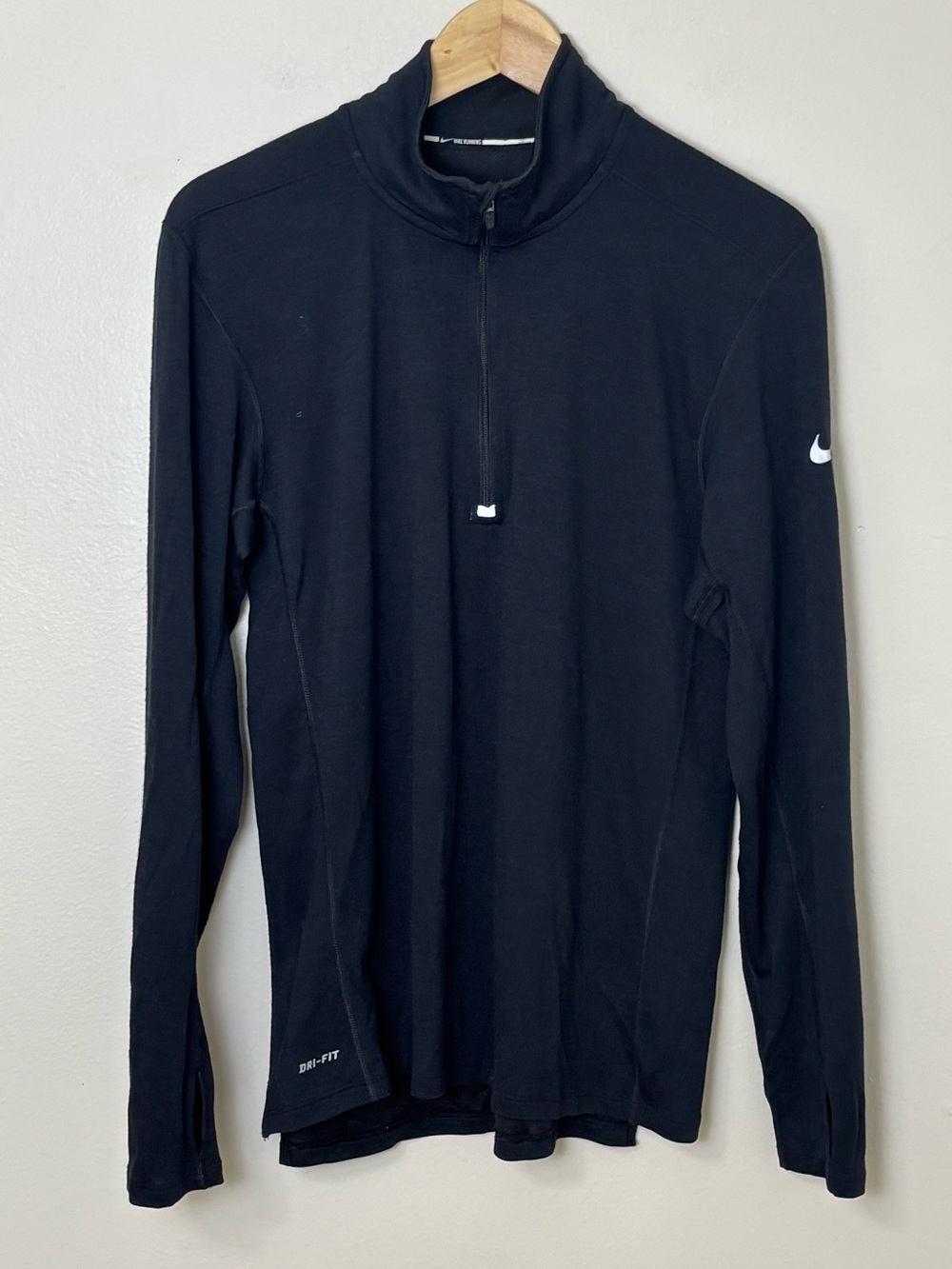 Nike Dri-FIT Wool Blend Black 1/4 Zip Running Top M
